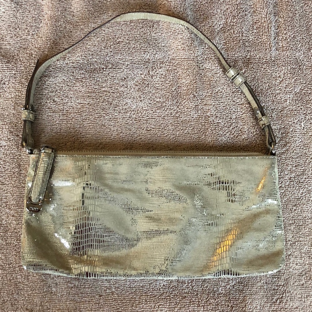 DKNY gold metallic evening bag